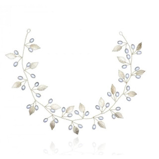 Poročni naglavni trak z listi in biseri