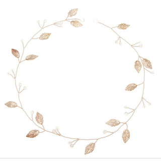 Poročni naglavni trak z listi in kamenčki