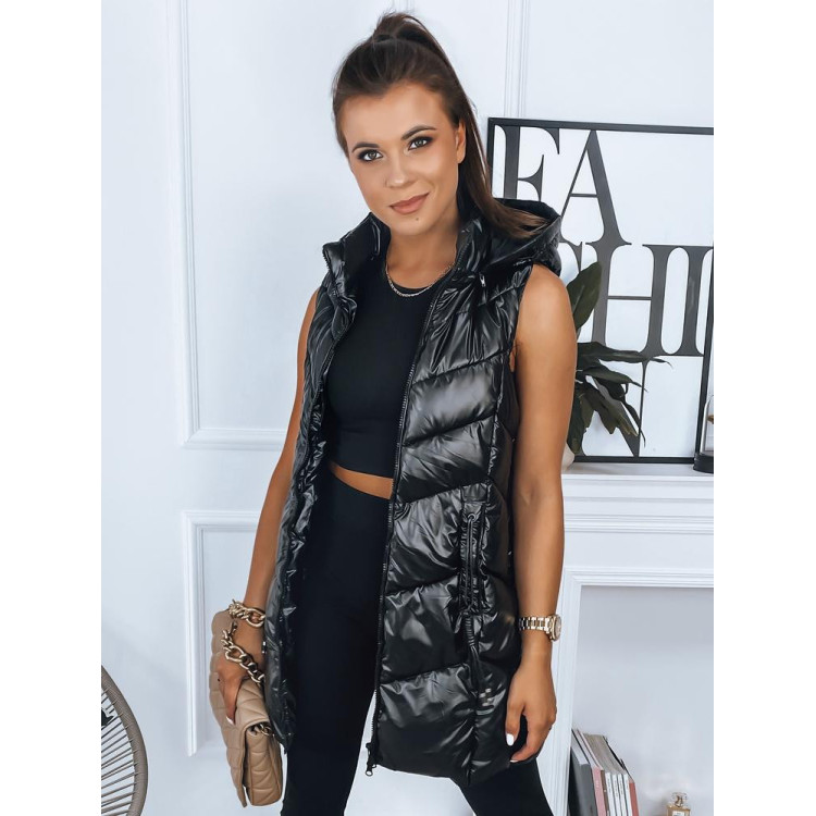 Dolg črn prešit telovnik