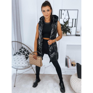 Dolg črn prešit telovnik