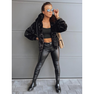 Ženska krznena jakna v črni barvi