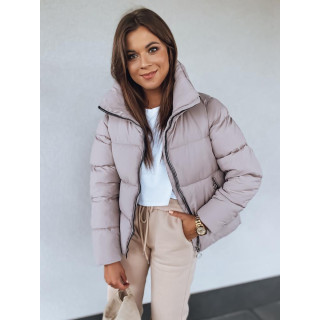Ženska zimska jakna z ovratnikom v roza barvi