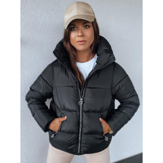 Zimska jakna z ovratnikom v črni barvi