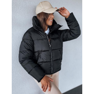 Zimska jakna z ovratnikom v črni barvi