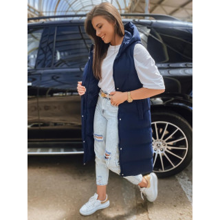 Ženski dolgi brezrokavnik temno modre barve