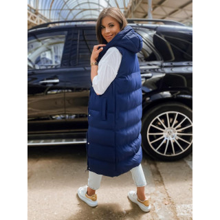 Ženski dolgi brezrokavnik temno modre barve