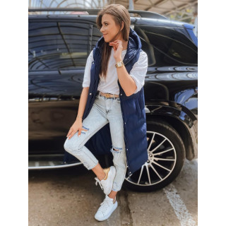 Ženski dolgi brezrokavnik temno modre barve