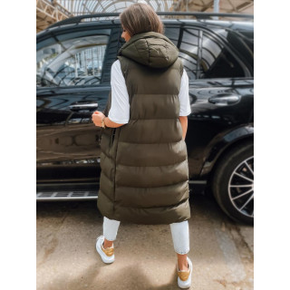 Zelen dolg ženski brezrokavnik s kapuco