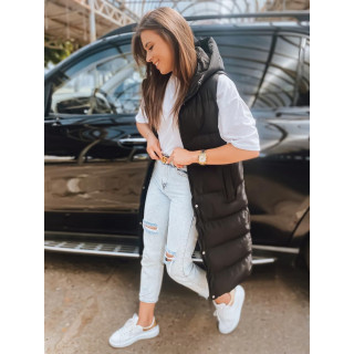 Dolg ženski telovnik v črni barvi