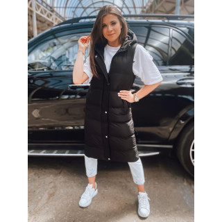 Dolg ženski telovnik v črni barvi