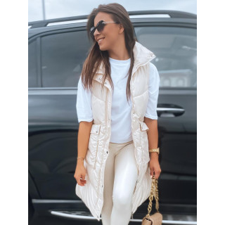 Ženski dolgi brezrokavnik v ekru barvi