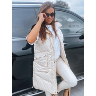 Ženski dolgi brezrokavnik v ekru barvi