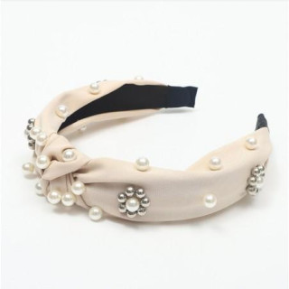 Ženski krem naglavni trak z biseri