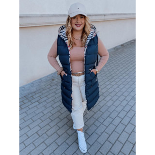 Ženski dvostranski telovnik temno modre barve