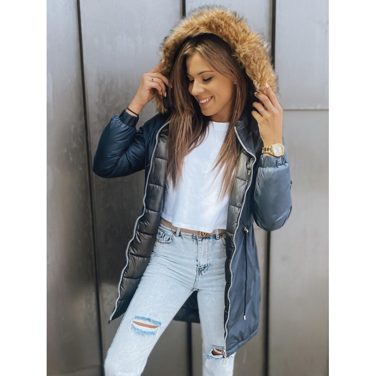 Temno modra dvostranska ženska jakna