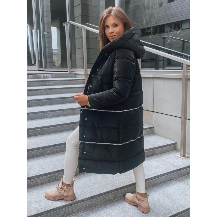 Črna zimska jakna treh dolžin