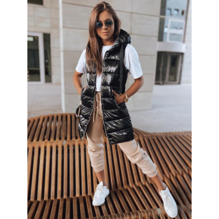 Prešit ženski brezrokavnik v črni barvi