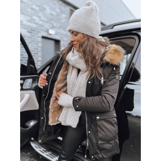 Ženska črna parka s krznom