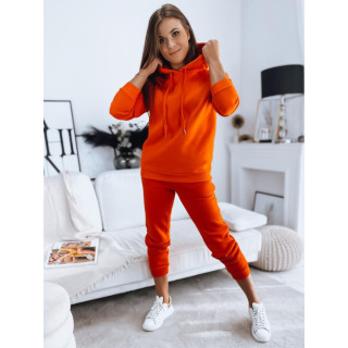 Oranžen ženski pulover s kapuco