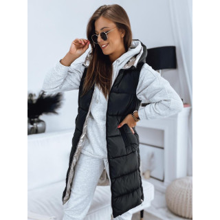 Ženski dvostranski telovnik v črni barvi