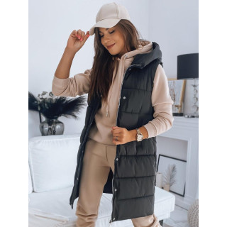 Prešit brezrokavnik s kapuco v črni barvi