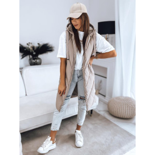 Ženski prešit brezrokavnik v bež barvi