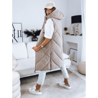 Ženski prešit brezrokavnik v bež barvi