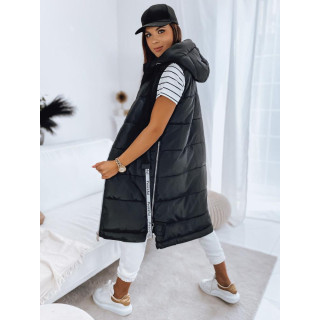 Ženski dolg črn prešit telovnik