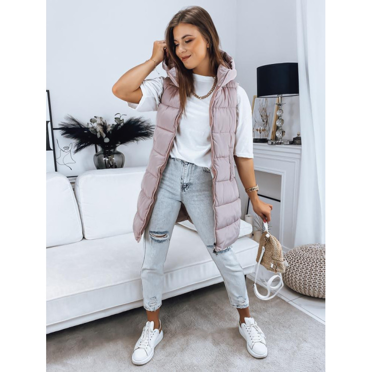 Ženski prešit brezrokavnik v roza barvi