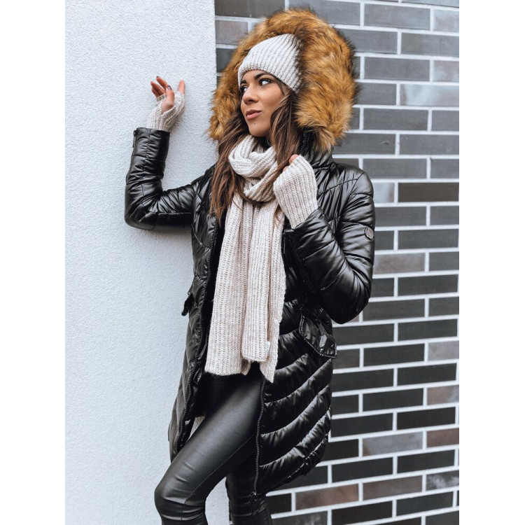 Črna zimska jakna s šivi