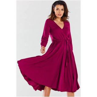 Ženska plapola bordo obleka s kravato