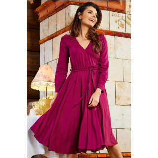 Ženska plapola bordo obleka s kravato