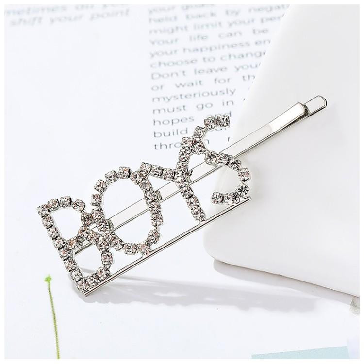 Srebrna sponka za lase z napisom BOYS