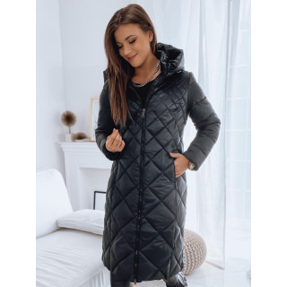 Dolga črna prešita jakna