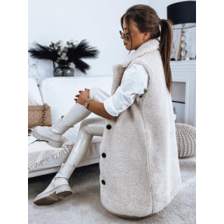 Bež dolg brezrokavnik za zimo