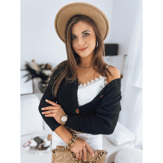 Ženski črn pulover z gumbi