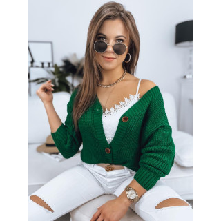 Ženski zelen pulover na zapenjanje