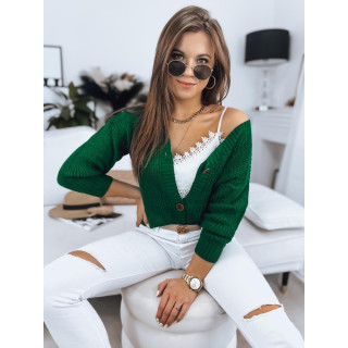 Ženski zelen pulover na zapenjanje