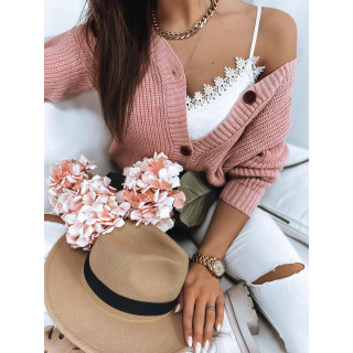 Ženski roza puloverji z gumbi