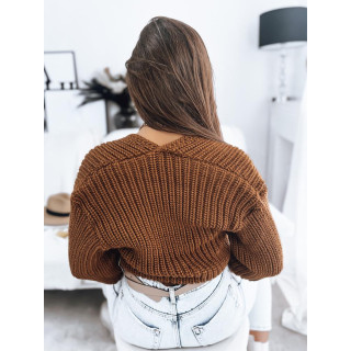 Rjav kratek pulover z zapenjanjem