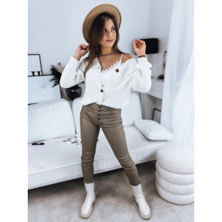 Ženski bel pulover na gumbe