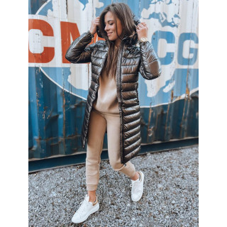 Temno rjava dolga jakna za jesen