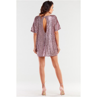 Ženska roza obleka z bleščicami