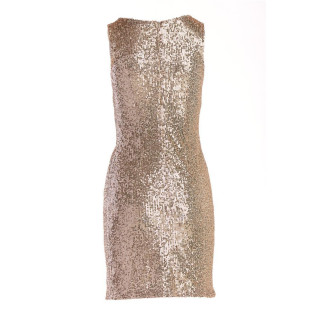 Bež obleka brez rokavov z bleščicami