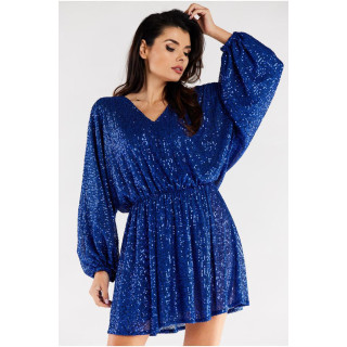 Ženska modra obleka z bleščicami