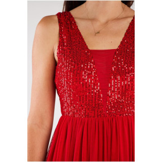 Dolga rdeča obleka z bleščicami