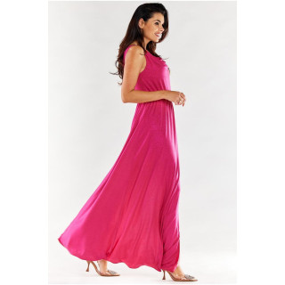 Dolga bleščeča obleka v roza barvi