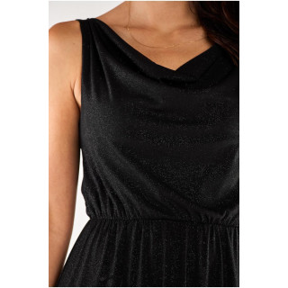 Ženska dolga črna obleka z razporkom