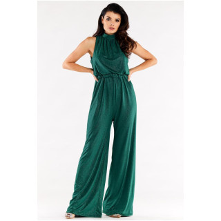 Zelen bleščeč kombinezon s širokimi hlačami