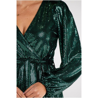 Zelena obleka s pasom